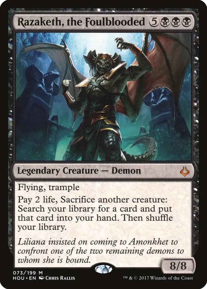 Card image of Razaketh, the Foulblooded