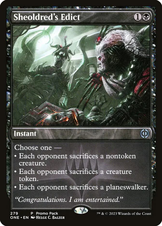 Card image of Sheoldred's Edict