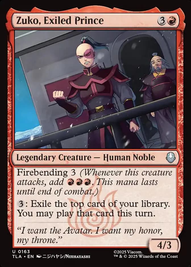 Card image of Zuko, Exiled Prince