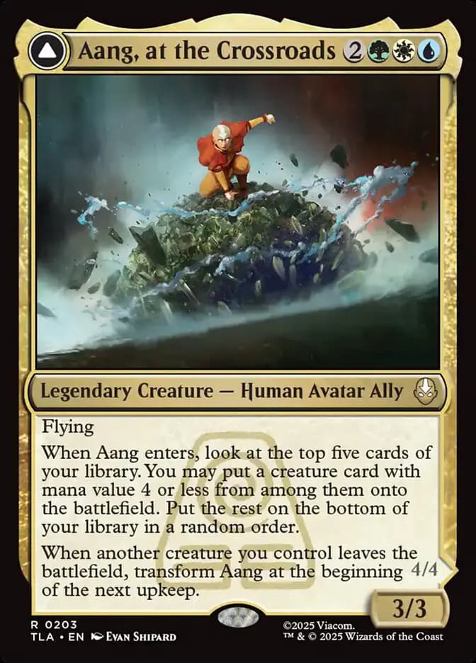 Card image of Aang, at the Crossroads / Aang, Destined Savior