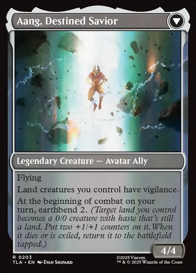 Card image of Aang, at the Crossroads / Aang, Destined Savior