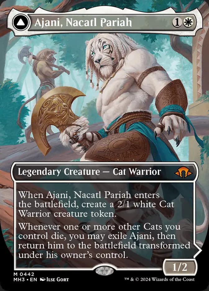 Card image of Ajani, Nacatl Pariah / Ajani, Nacatl Avenger