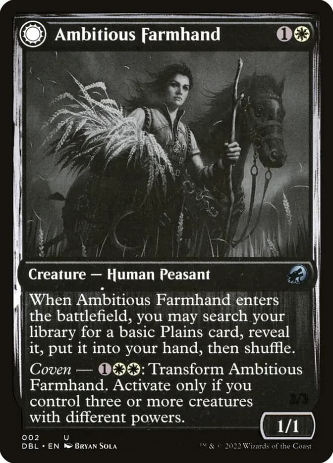 Card image of Ambitious Farmhand / Seasoned Cathar