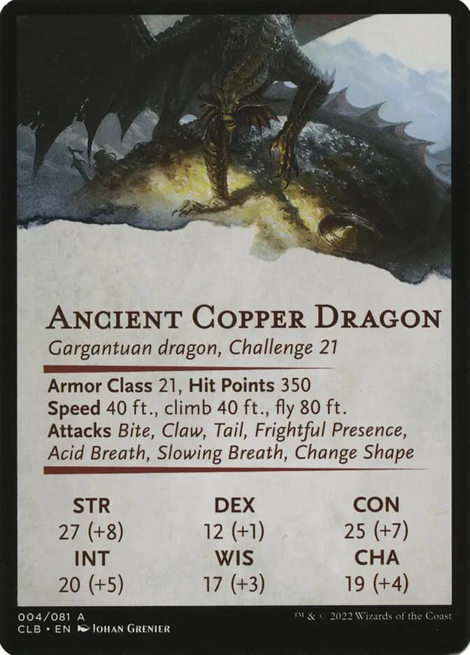 ancient copper dragon mtg card Magic The Gathering - Commander Legends - Battle for Baldur's Gate You create a number of Treasure tokens equal to the result Chances of getting an ancient