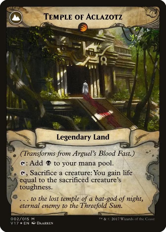 Card image of Arguel's Blood Fast / Temple of Aclazotz