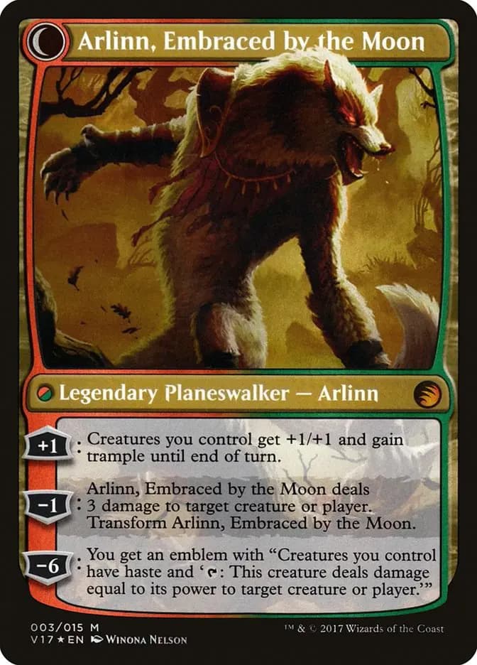 Card image of Arlinn Kord / Arlinn, Embraced by the Moon