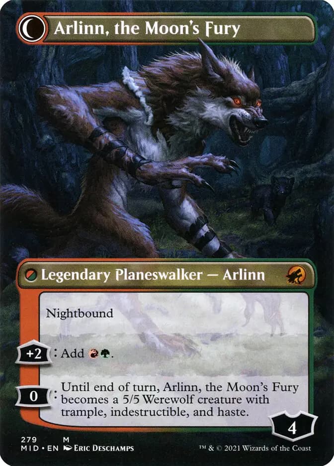 Card image of Arlinn, the Pack's Hope / Arlinn, the Moon's Fury