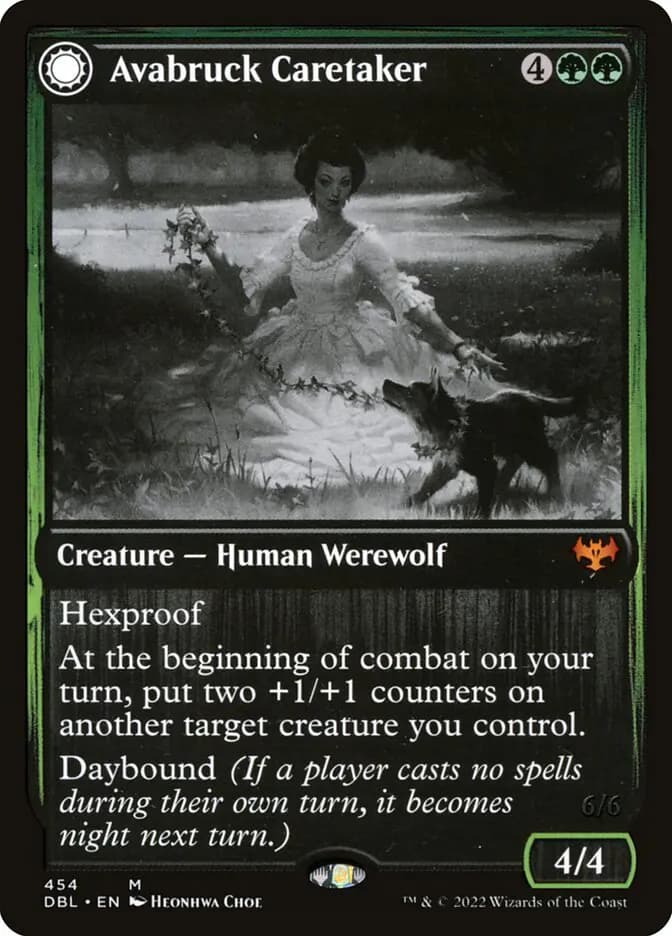 Card image of Avabruck Caretaker / Hollowhenge Huntmaster