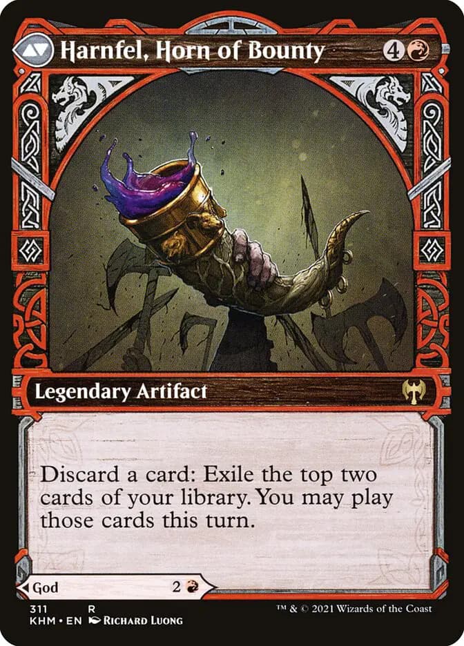 Card image of Birgi, God of Storytelling / Harnfel, Horn of Bounty