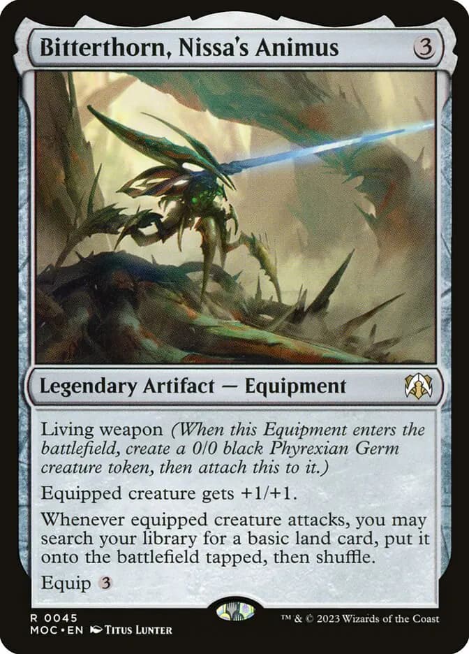 Card image of Bitterthorn, Nissa's Animus