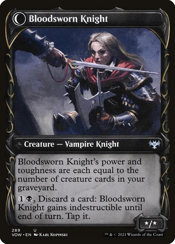 Card image of Bloodsworn Squire / Bloodsworn Knight