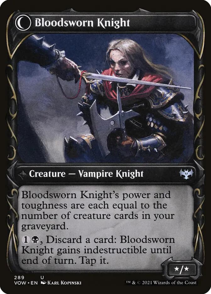 Card image of Bloodsworn Squire / Bloodsworn Knight