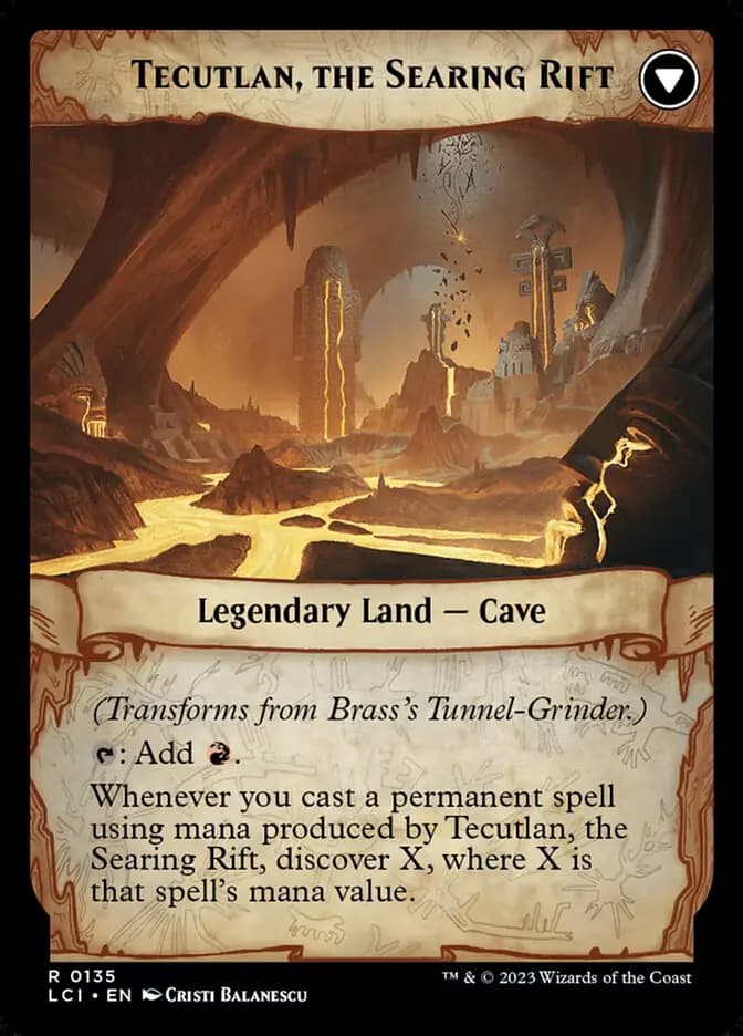 Card image of Brass's Tunnel-Grinder / Tecutlan, the Searing Rift