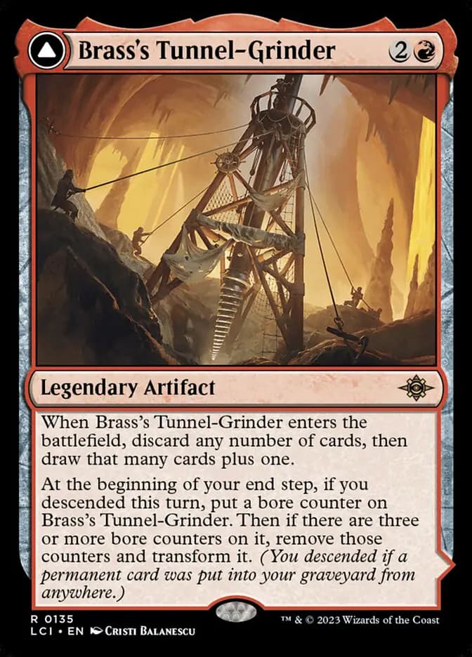 Card image of Brass's Tunnel-Grinder / Tecutlan, the Searing Rift
