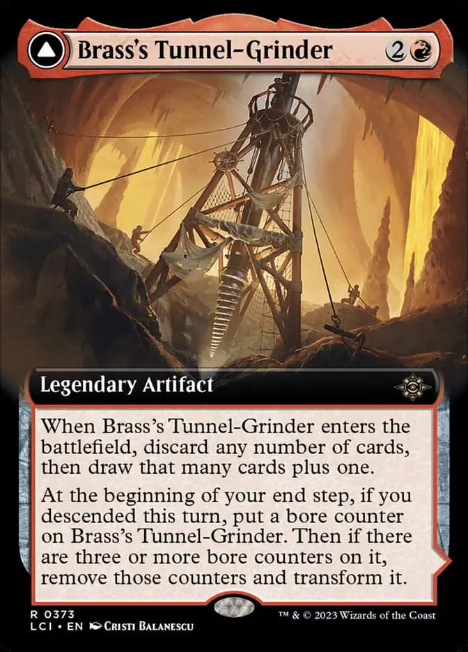 Card image of Brass's Tunnel-Grinder / Tecutlan, the Searing Rift