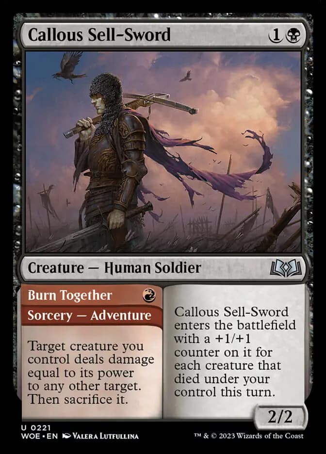 Card image of Callous Sell-Sword / Burn Together