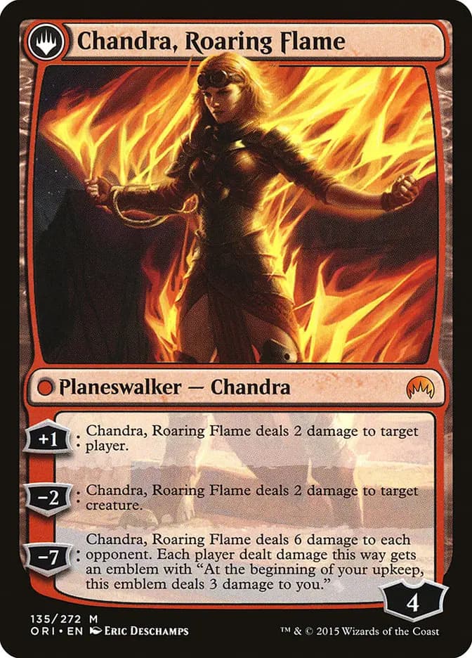 Card image of Chandra, Fire of Kaladesh / Chandra, Roaring Flame