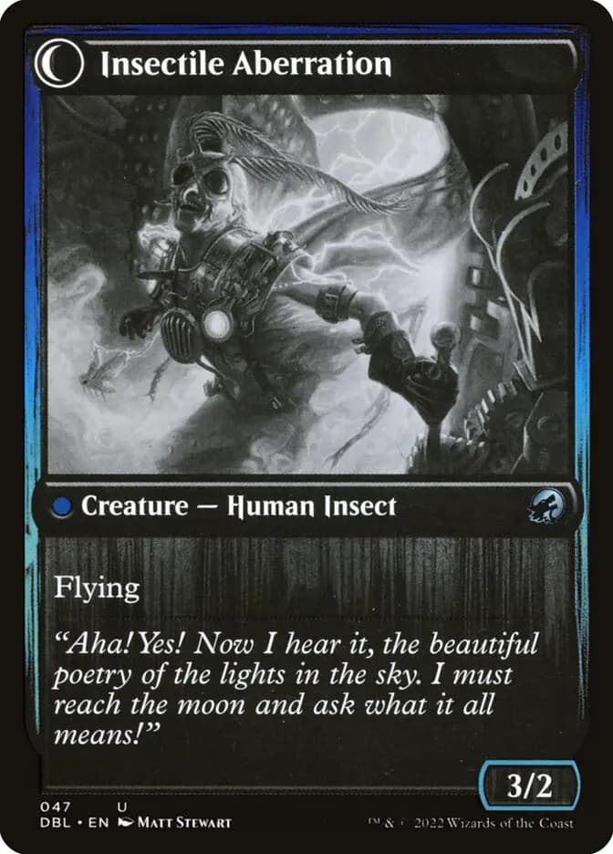Card image of Delver of Secrets / Insectile Aberration