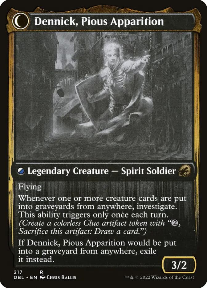 Card image of Dennick, Pious Apprentice / Dennick, Pious Apparition