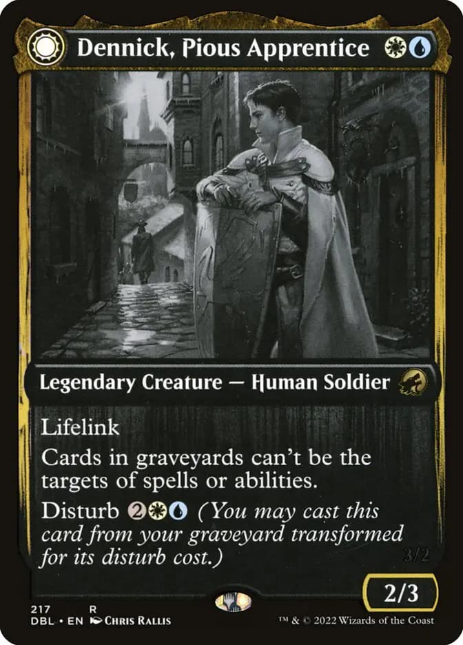 Card image of Dennick, Pious Apprentice / Dennick, Pious Apparition
