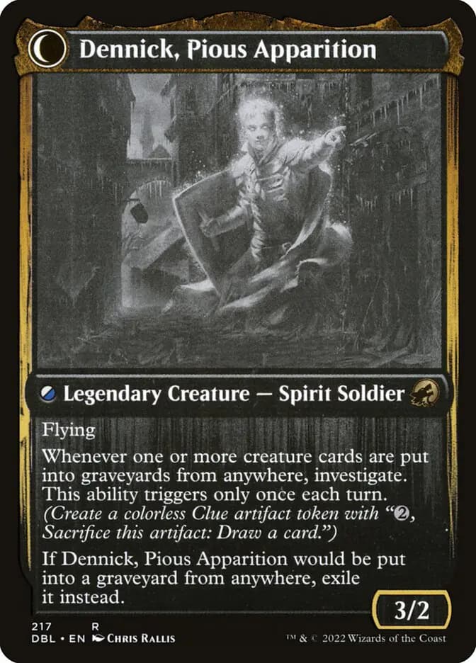 Card image of Dennick, Pious Apprentice / Dennick, Pious Apparition