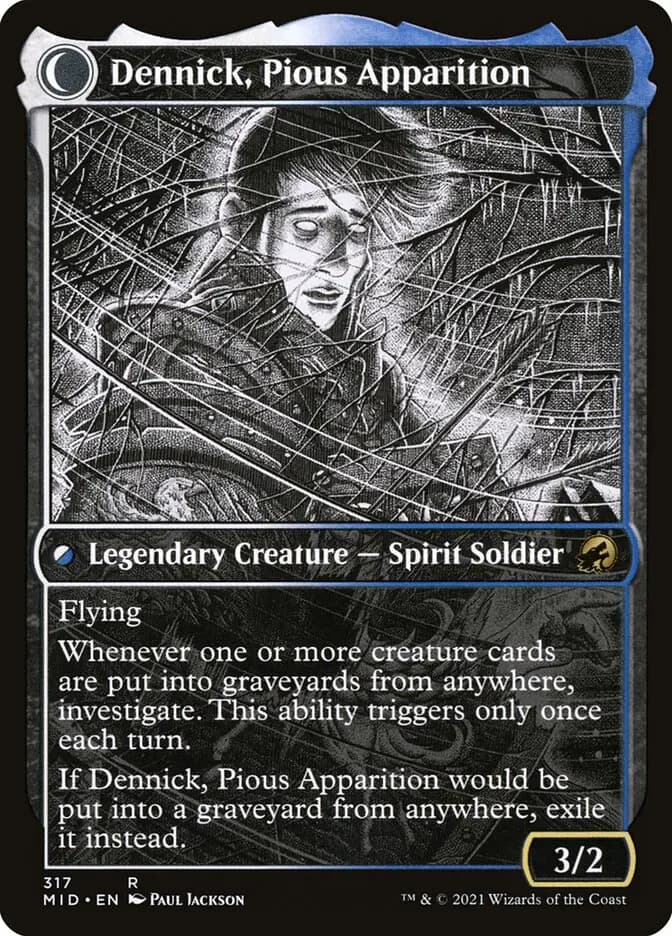 Card image of Dennick, Pious Apprentice / Dennick, Pious Apparition