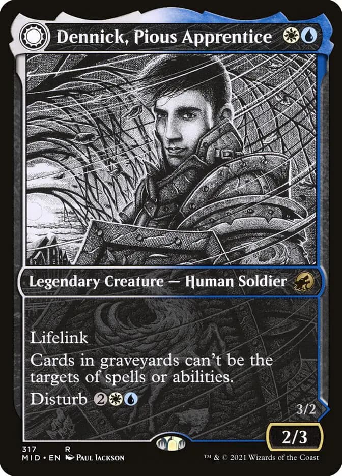 Card image of Dennick, Pious Apprentice / Dennick, Pious Apparition