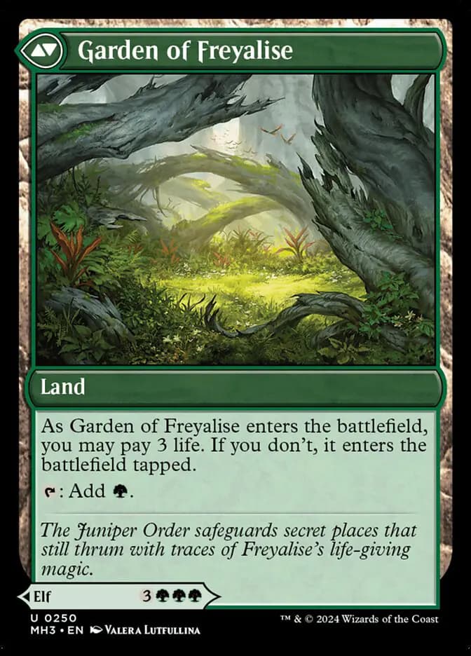 Card image of Disciple of Freyalise / Garden of Freyalise
