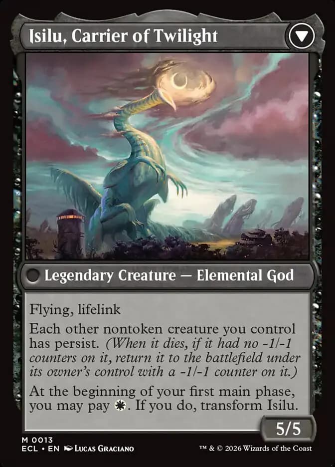 Card image of Eirdu, Carrier of Dawn / Isilu, Carrier of Twilight