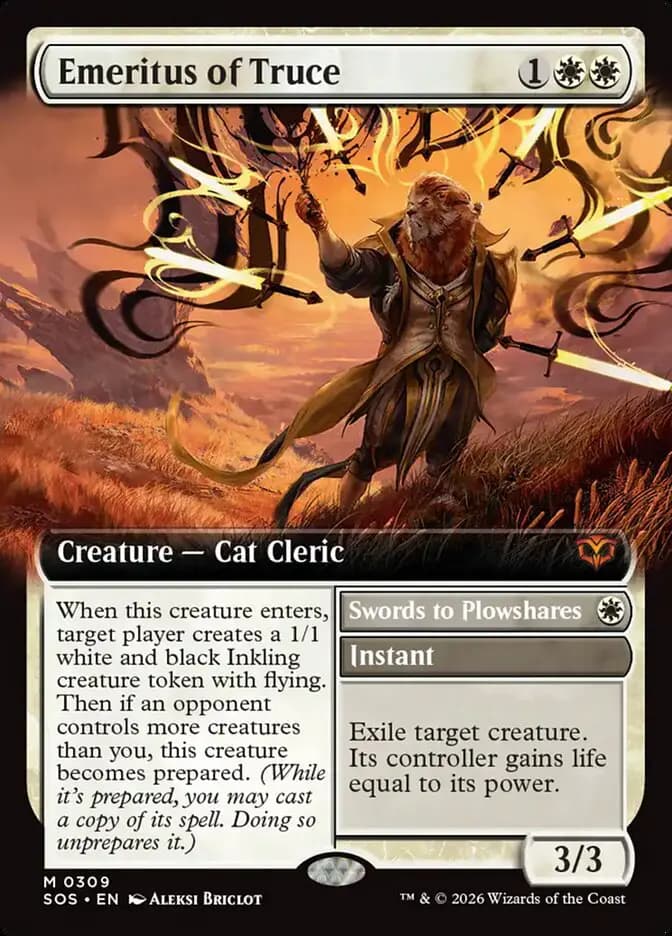 Card image of Emeritus of Truce / Swords to Plowshares