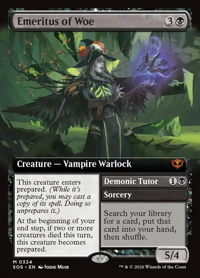 Card image of Emeritus of Woe / Demonic Tutor
