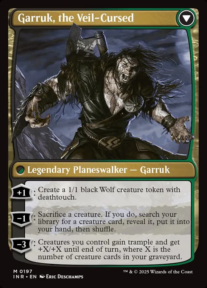 Card image of Garruk Relentless / Garruk, the Veil-Cursed