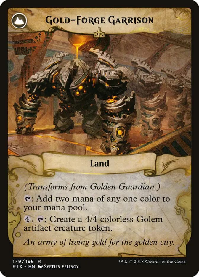 Card image of Golden Guardian / Gold-Forge Garrison