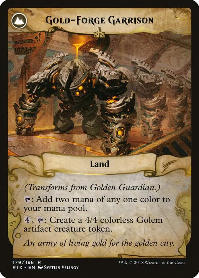 Card image of Golden Guardian / Gold-Forge Garrison