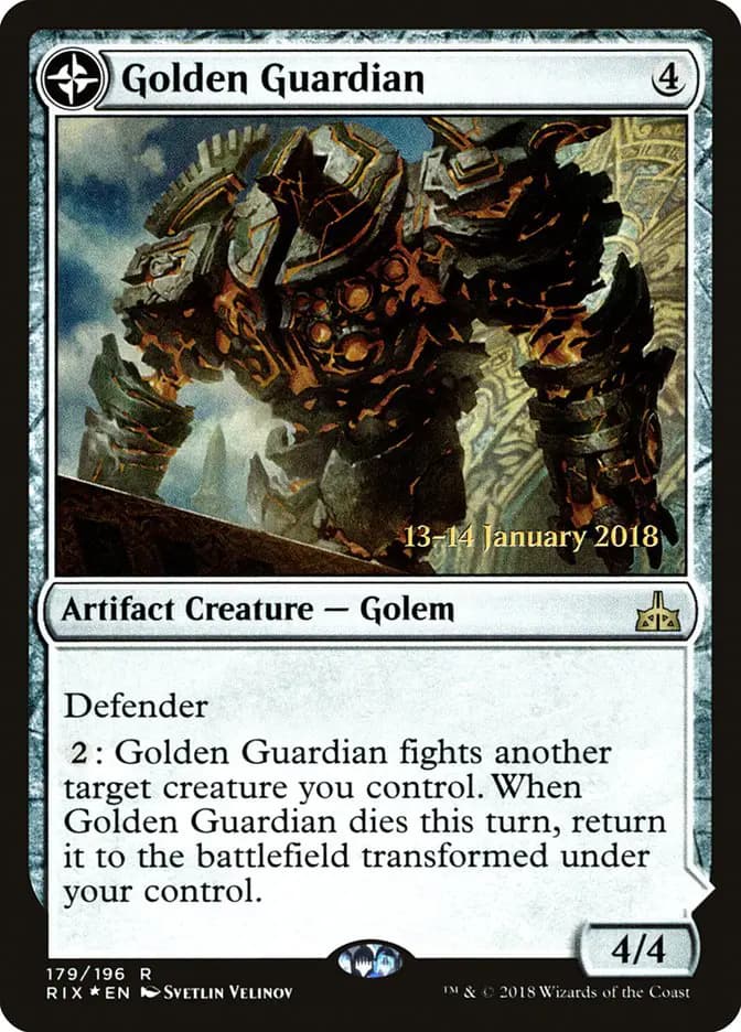 Card image of Golden Guardian / Gold-Forge Garrison