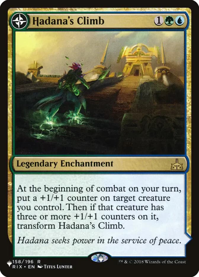 Card image of Hadana's Climb / Winged Temple of Orazca