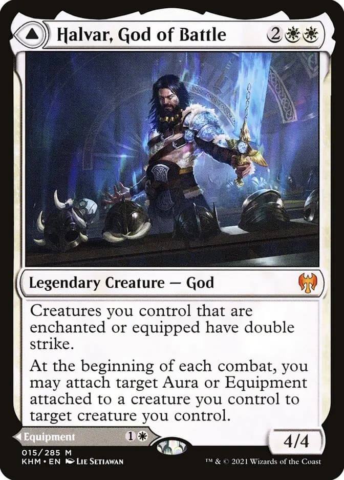 Card image of Halvar, God of Battle / Sword of the Realms