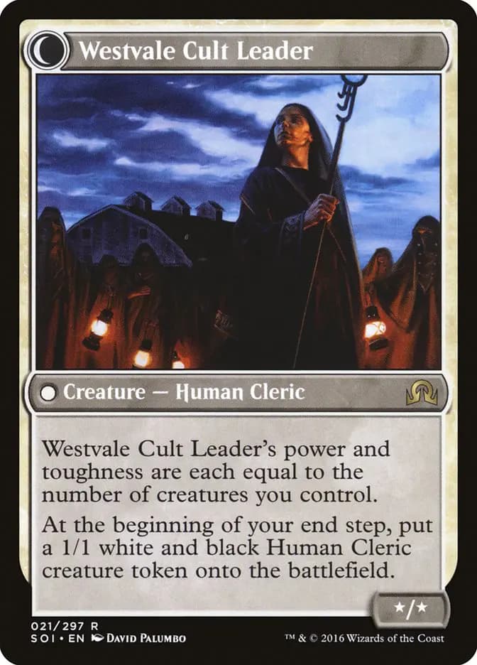 Card image of Hanweir Militia Captain / Westvale Cult Leader