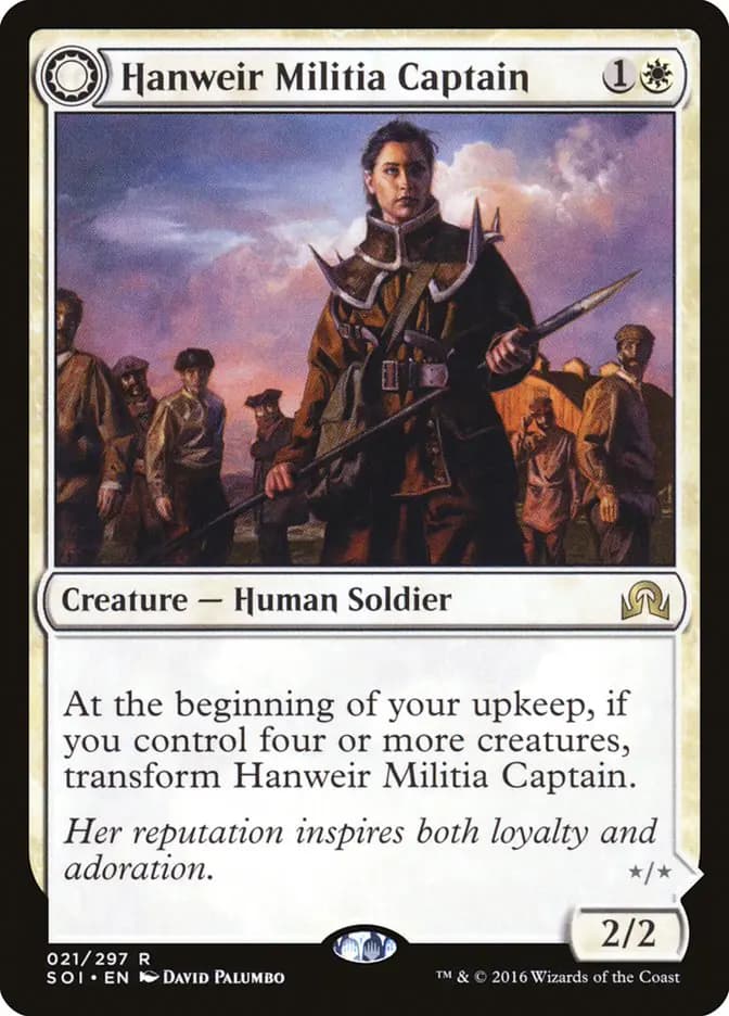 Card image of Hanweir Militia Captain / Westvale Cult Leader