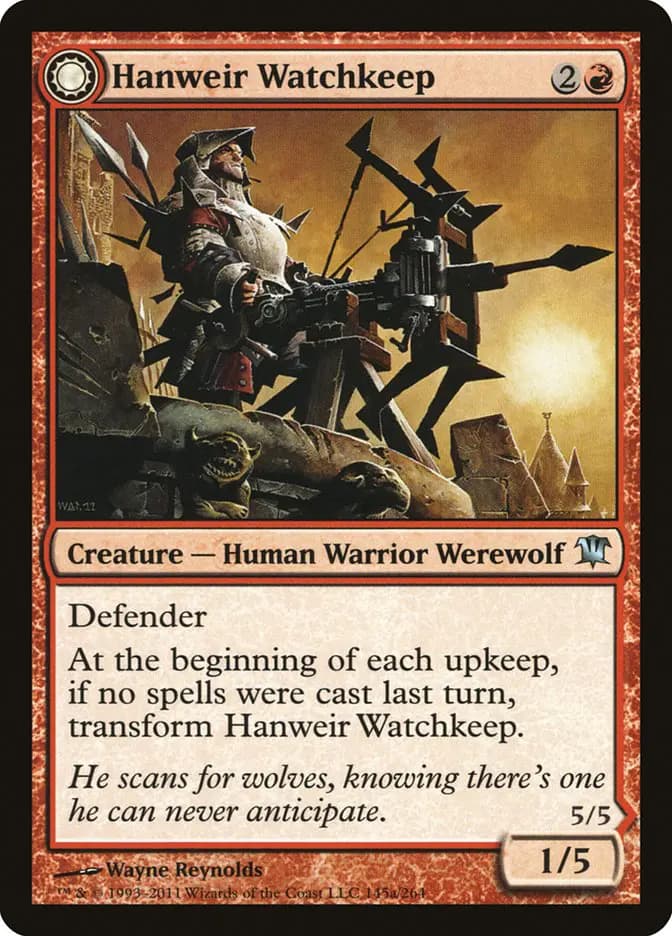 Card image of Hanweir Watchkeep / Bane of Hanweir
