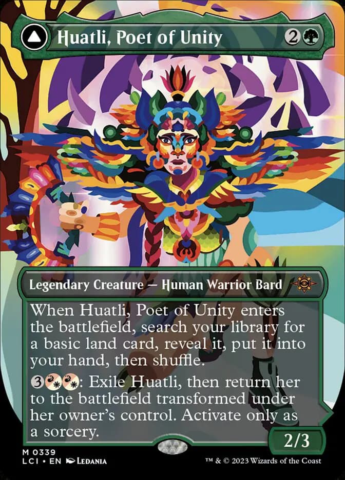 Card image of Huatli, Poet of Unity / Roar of the Fifth People