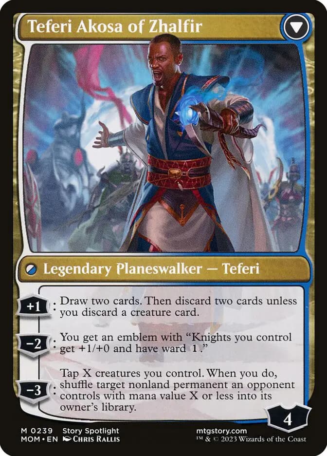 Card image of Invasion of New Phyrexia / Teferi Akosa of Zhalfir