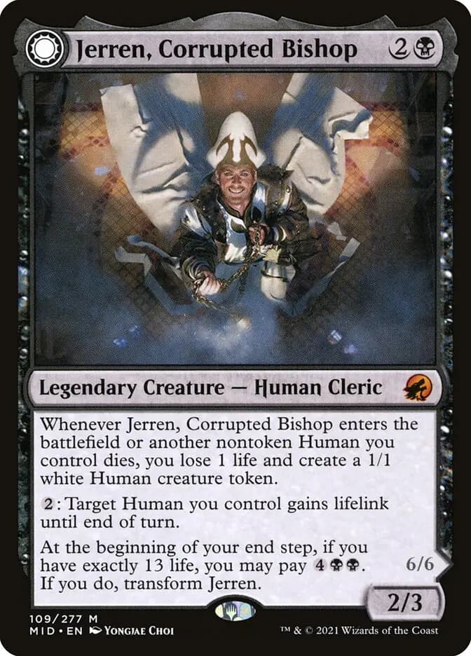 Card image of Jerren, Corrupted Bishop / Ormendahl, the Corrupter