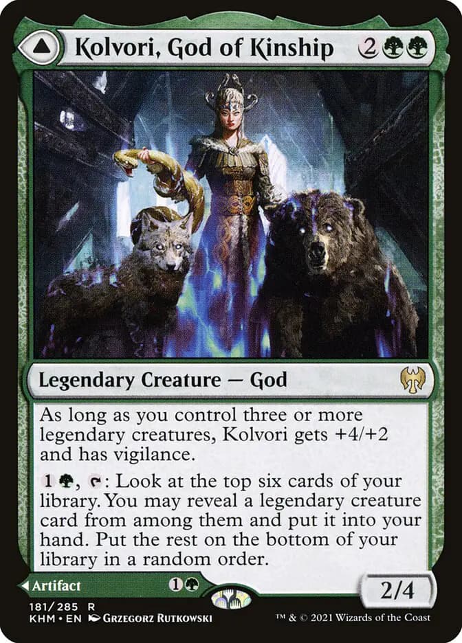 Card image of Kolvori, God of Kinship / The Ringhart Crest