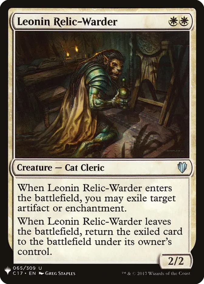 Card image of Leonin Relic-Warder