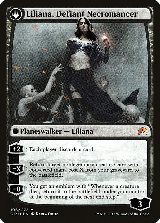 Card image of Liliana, Heretical Healer / Liliana, Defiant Necromancer