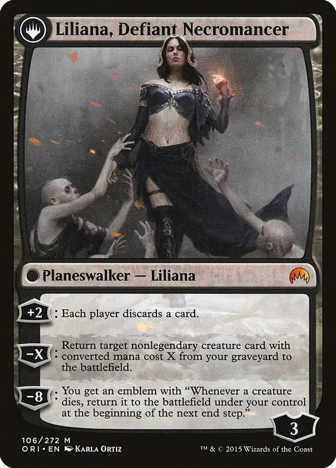 Card image of Liliana, Heretical Healer / Liliana, Defiant Necromancer