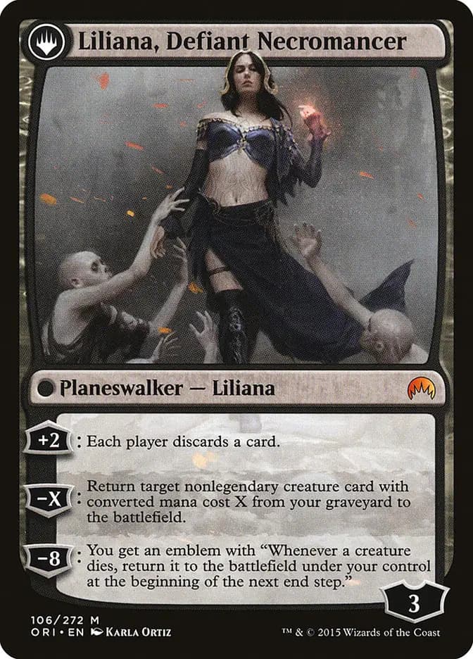 Card image of Liliana, Heretical Healer / Liliana, Defiant Necromancer
