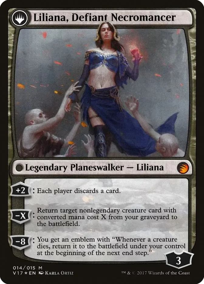 Card image of Liliana, Heretical Healer / Liliana, Defiant Necromancer