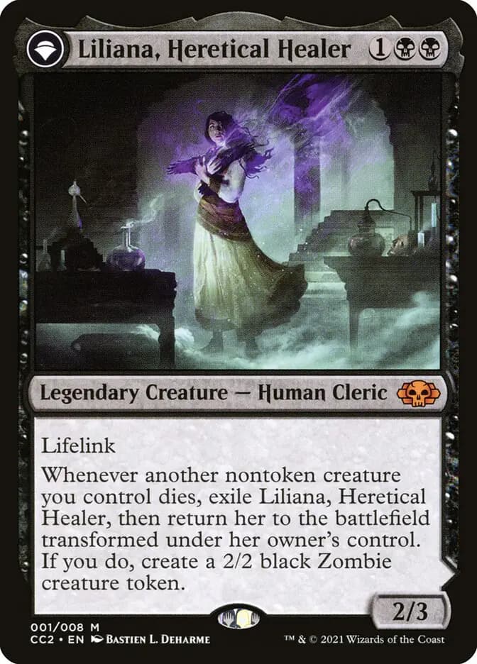 Card image of Liliana, Heretical Healer / Liliana, Defiant Necromancer